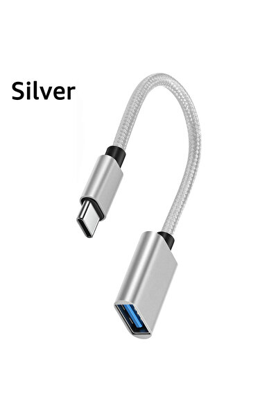 Choice3 كابل محول OTG USB 3.0 فضي اللون، من النوع C ذكر إلى USB A أنثى، سلك ب...