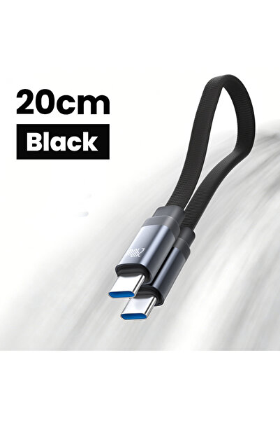 Choice كابل USB-C مغناطيسي أسود قصير 20 سم، كابل بيانات مجدول صغير للشحن السر...