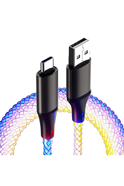 Choice كابل شحن سريع USB A إلى C بطول 1 متر، 66 واط، 6 أمبير، مع إضاءة متدرجة...