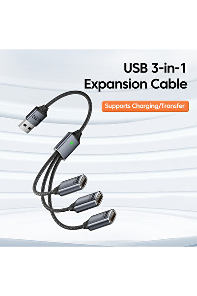 Choice كابل توسعة USB 3 في 1 من نوع C متعدد المنافذ مع شاحن للهاتف ومحول طاقة
