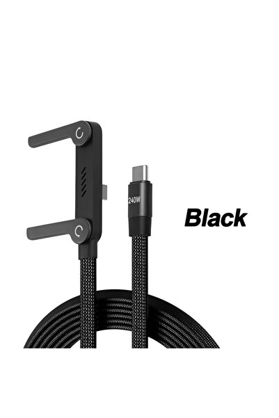 Choice Black 2-IN-1 Type-C Cable Foldable Mobile Phone Holder 240W Fast Charg...