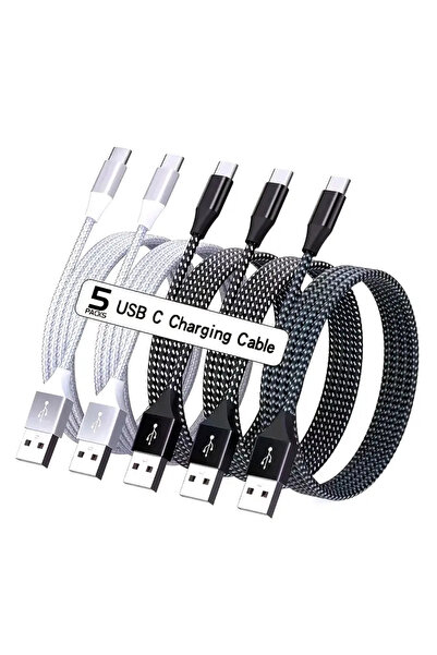 choice2 كابل شحن سريع مجدول من النايلون بطول 2 متر، 5 قطع متنوعة من USB A إلى...