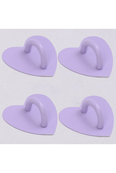 Choice9 4Pcs Purple Kawaii Adhesive Metal Heart Phone Charm Holder Mobile Pho...
