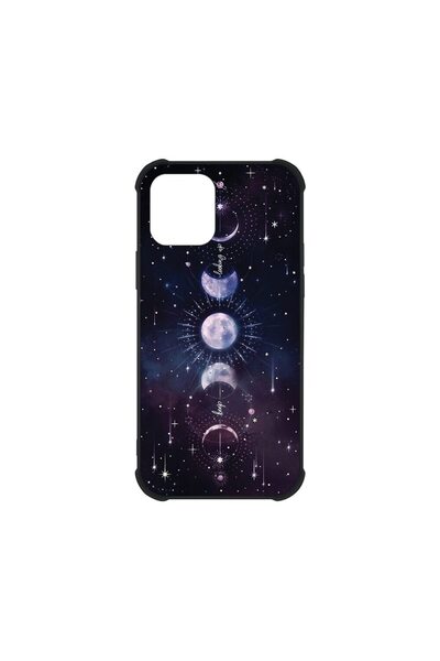 bestcase Husa MaxSafe Glassy, Compatibilă cu Apple iPhone 12, Fazele lunii, C...