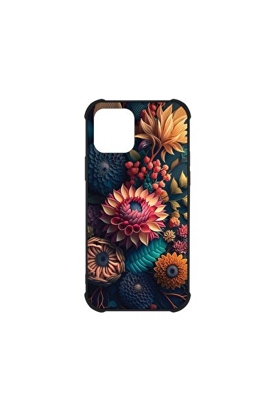 bestcase Husa MaxSafe Glassy, Compatibilă cu Apple iPhone 12, Flori colorate,...