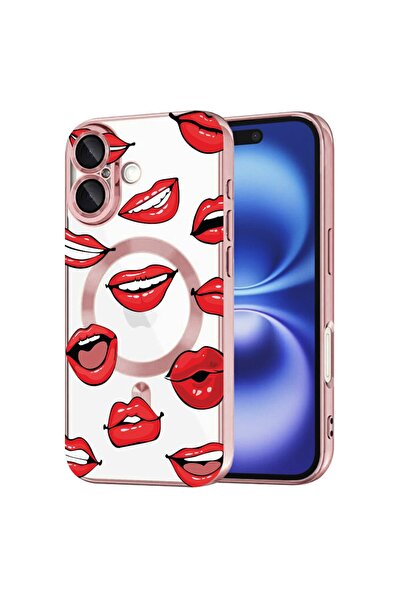 bestcase Husa Luxury MagSafe, Compatibila Apple iPhone 16, Lips - Kiss Patter...
