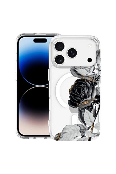 bestcase Husă pentru Apple iPhone 17 Pro Max cu Design Black Rose, Mag Anti S...