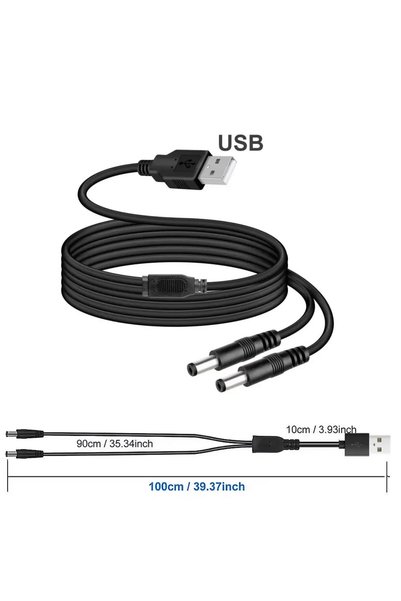 Choice1 USB to 2xDC - 5V USB Type-C to 2 Dual DC Splitter Cable USB C to DC 5...