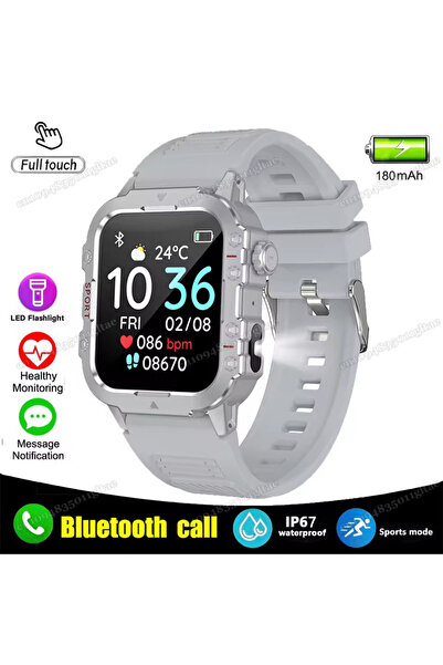 Choice12 1.44 Silver 1400mAh Big Battery Smart Watch Men Outdoor GPS Flashlig...