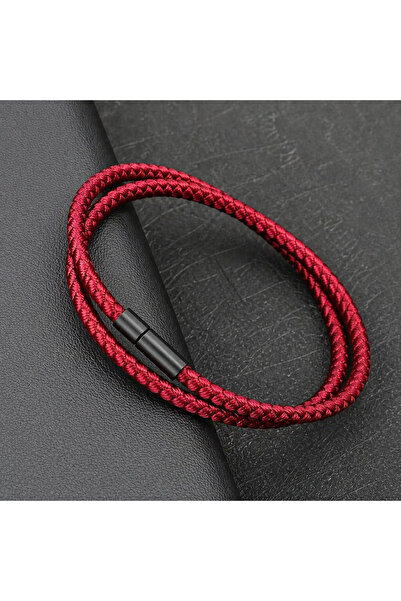 Basic Outfitters Πολυτελές Ανδρικό Πλεκτό Κόκκινο Βραχιόλι – Κομψό Δώρο, Μοντ...