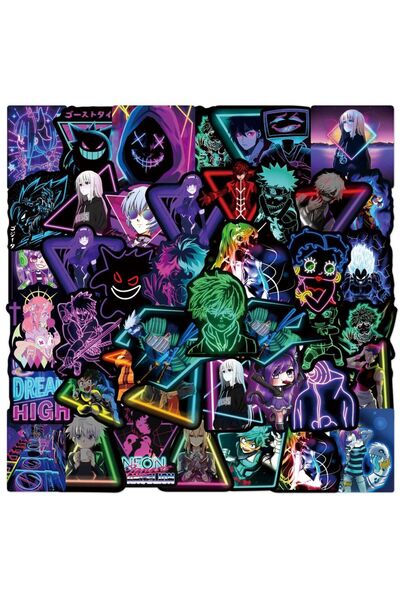 Choice Multicolor 50Pcs Neon Light Anime Stickers Mix Cartoon DIY Stickers Sc...