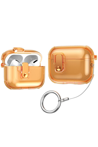 Choice10 غطاء شفاف برتقالي لسماعات AirPods Pro 3 مع طقم تنظيف وقفل آمن