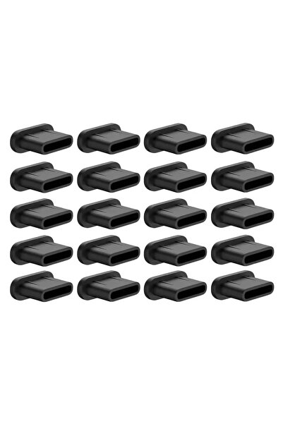 Choice Black-20X Universal Type-C Dust Plugs Soft Silicone USB C Charging Por...