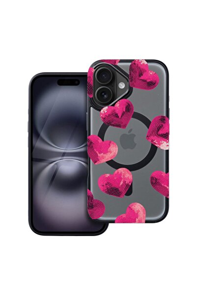 bestcase Husa Compatibila cu Apple iPhone 16 cu Design Heart Pattern, Shockpr...