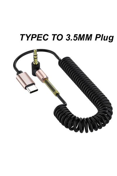 Choice كابل صوت من النوع C USB C إلى 3.5 ملم AUX قابل للسحب مع محول زنبركي لل...