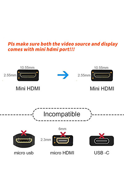 Choice كابل HDMI صغير إلى صغير جدًا قصير جدًا 15 سم كابل HDMI صغير إلى صغير 4...