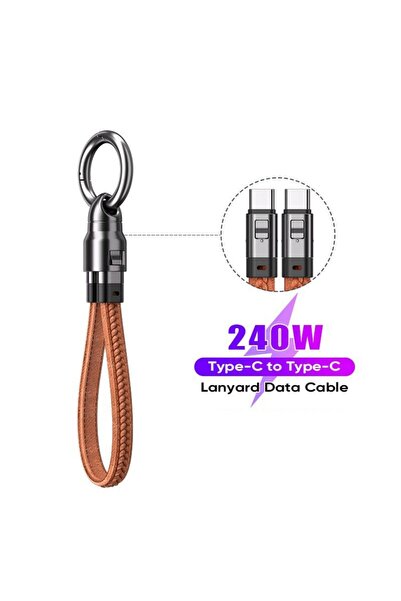 Choice1 Brown 240W 5A USB Type C Fast Charging Cable Portable Keychain Phone ...