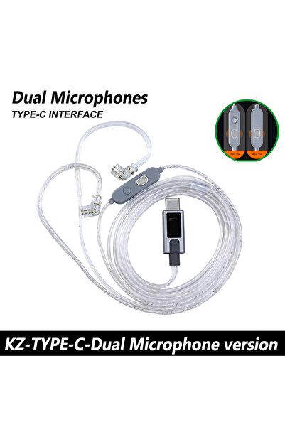 Choice TYPE-C C PIN NEW KZ M2 Dual Microphone silver-plated Headset Cable 3-S...