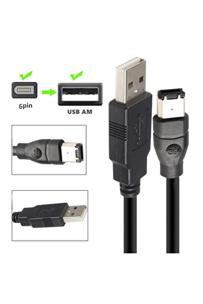 Choice كابل USB إلى 1394 بطول 1.8 متر، سلك نحاسي قياسي IEEE400 1394 Firewire ...