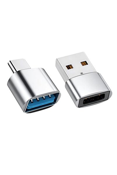 Choice Silver2Pcs USB to Type-C Adapter USB Female to Type-C Male Fast Chargi...
