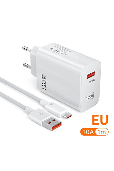 choice2 شاحن أبيض سريع بقوة 120 واط مع كابل USB من النوع C، محول شحن سريع لهو...