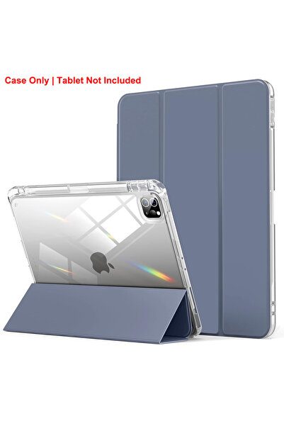 Choice5 حافظة تابلت شفافة بلون أرجواني كريستالي مع فتحة للقلم لجهاز iPad Pro ...