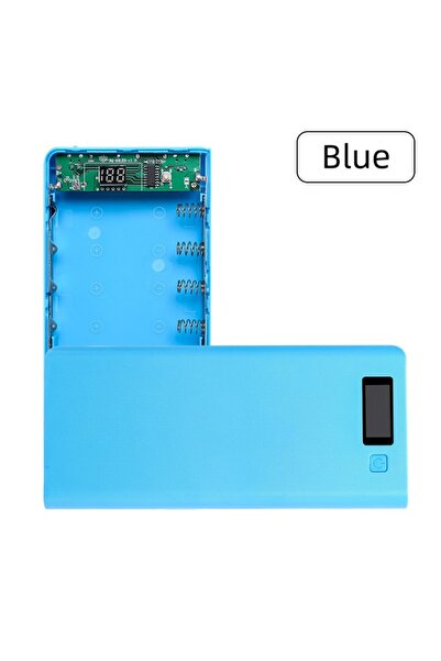 Choice3 علبة باور بانك زرقاء بـ 8 فتحات لبطاريات 18650، صندوق شحن محمول DIY م...