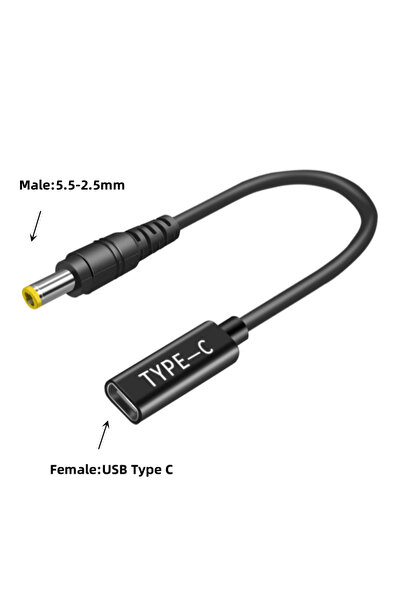 Choice6 محول طاقة USB 3.1 نوع C للحاسوب المحمول 5.5-2.5 مم، محول USB نوع C أن...