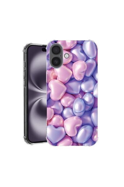 bestcase Husă pentru Apple iPhone 17 cu Design Inimi Colorate, Antișoc, Colțu...