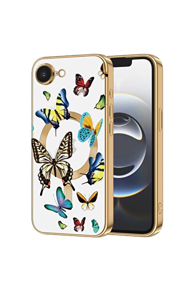 bestcase Husa Luxury MagSafe, Compatibila Apple iPhone 16e, Fluturi colorati ...