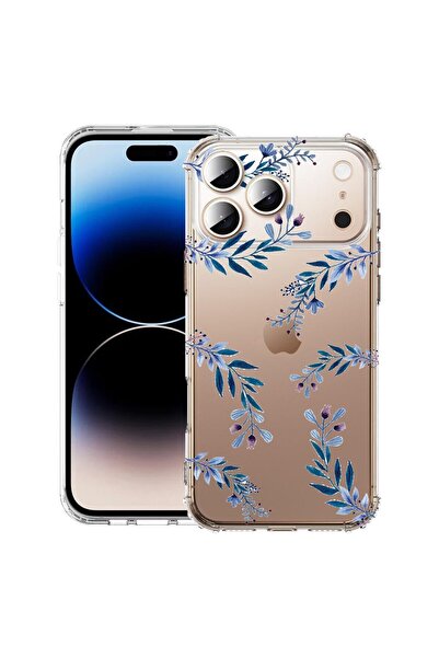bestcase Husă pentru Apple iPhone 17 Pro cu design Flori Albastre, Antișoc, C...