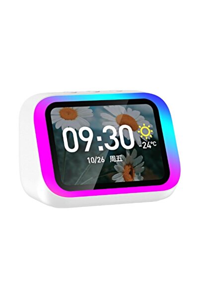 Choice مكبر صوت ذكي بتقنية البلوتوث باللون الأبيض مع التحكم الصوتي وشاشة LED ...