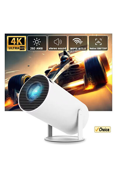 Choice EU Plug Android 11 White 2026 New HY300 Projector 4K Android 11 Wifi6 ...