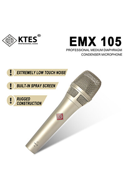 Choice1 ميكروفون مكثف XLR ذهبي EXM 105 بقوة 48 فولت للتسجيل والبث والبودكاست ...