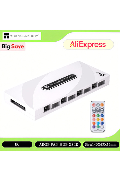 Choice موزع مراوح Thermalright TL-ARGB و HUB X8 IR الأبيض، موزع مراوح PWM X8،...
