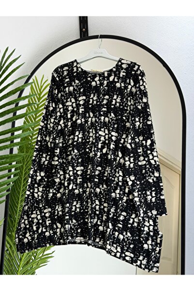 ÖZNE BUTİK Γυναικείο χτενισμένο βαμβακερό τουνίκ μεγάλου μεγέθους 100% βαμβακ...