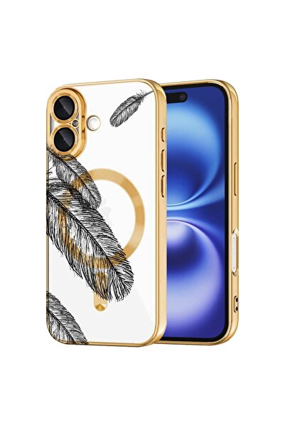 bestcase Πολυτελής Θήκη MagSafe, Συμβατή με Apple iPhone 16, Μαύρα Φτερά, Μιν...