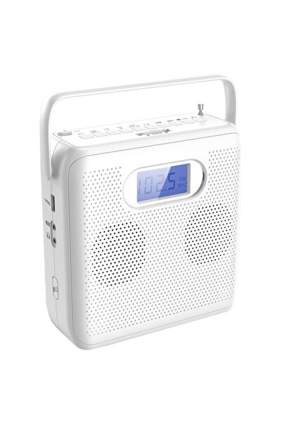 Choice مشغل أقراص مضغوطة محمول أبيض اللون مع بلوتوث ومكبرات صوت ومنفذ USB/MP3...