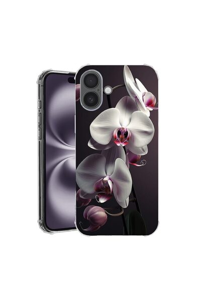 bestcase Калъф за Apple iPhone 17 с дизайн Бяла орхидея, Удароустойчив, Подси...
