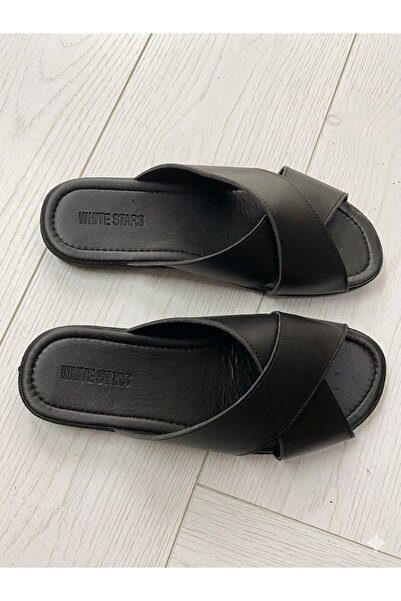 w white stars sports & wear Δερμάτινες παντόφλες με σχέδιο (σταυρός) για διακ...