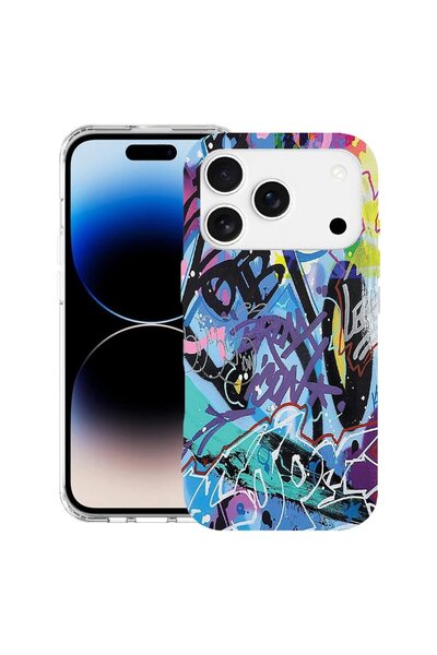 bestcase Калъф за Apple iPhone 17 Pro с графити дизайн, MagSafe Anti-Shock TP...