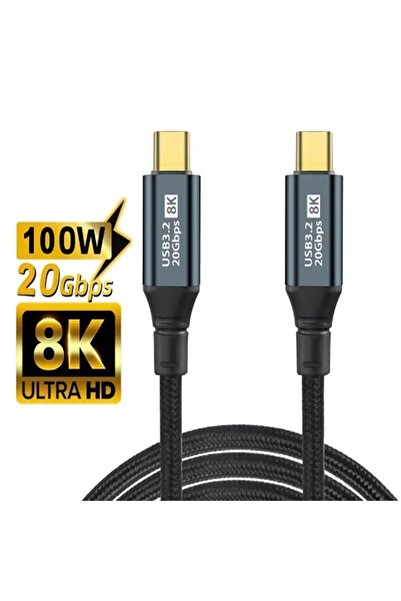 choice2 كابل USB 3.2 Gen 2 من النوع C إلى C بطول 0.5 متر وقوة 100 واط و8K PD ...