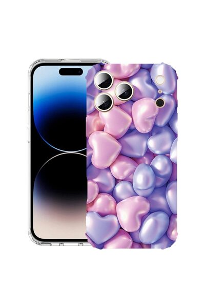 bestcase Husă pentru Apple iPhone 17 Pro Max cu Design Inimi Colorate, Antișo...