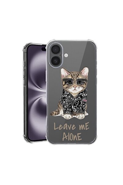 bestcase Θήκη για Apple iPhone 16, Αντικραδασμική 1.5MM, Γάτα  "Αφήστε με ήσυ...