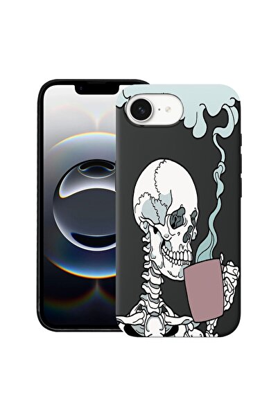 bestcase Калъф за Apple iPhone 16e, Премиум тънък силиконов 1.2ММ, Дизайн Чер...