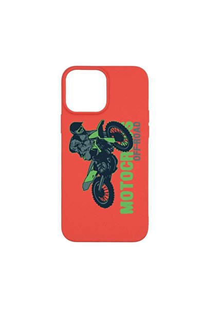 bestcase Силиконов калъф, съвместим с Apple iPhone 13 Pro Max, Мотокрос, усто...