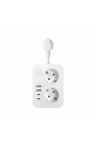Choice شريط طاقة أبيض من fengyidz بقابس أوروبي مع منفذين USB ومنفذين Type-C، ...
