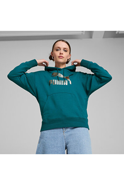 Puma Classics Shiny Logo Kadın Yeşil Sweatshirt
