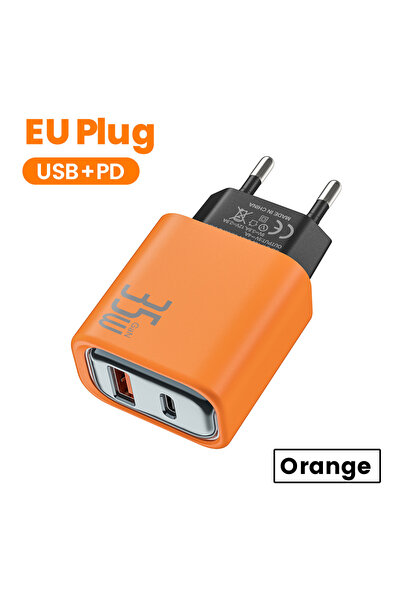 choice2 Orange EU 35W Fast Charger Type C USB C PD Charger Quick Charge 3.0 U...