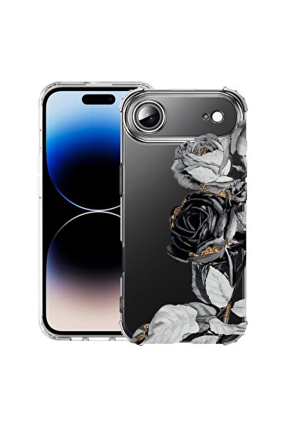 bestcase Husă pentru Apple iPhone 17 Air cu Design Black Rose, Antișoc, Colțu...